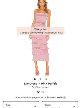 V. Chapman Pink Parfait Ruffle-Tiered Midi Dress